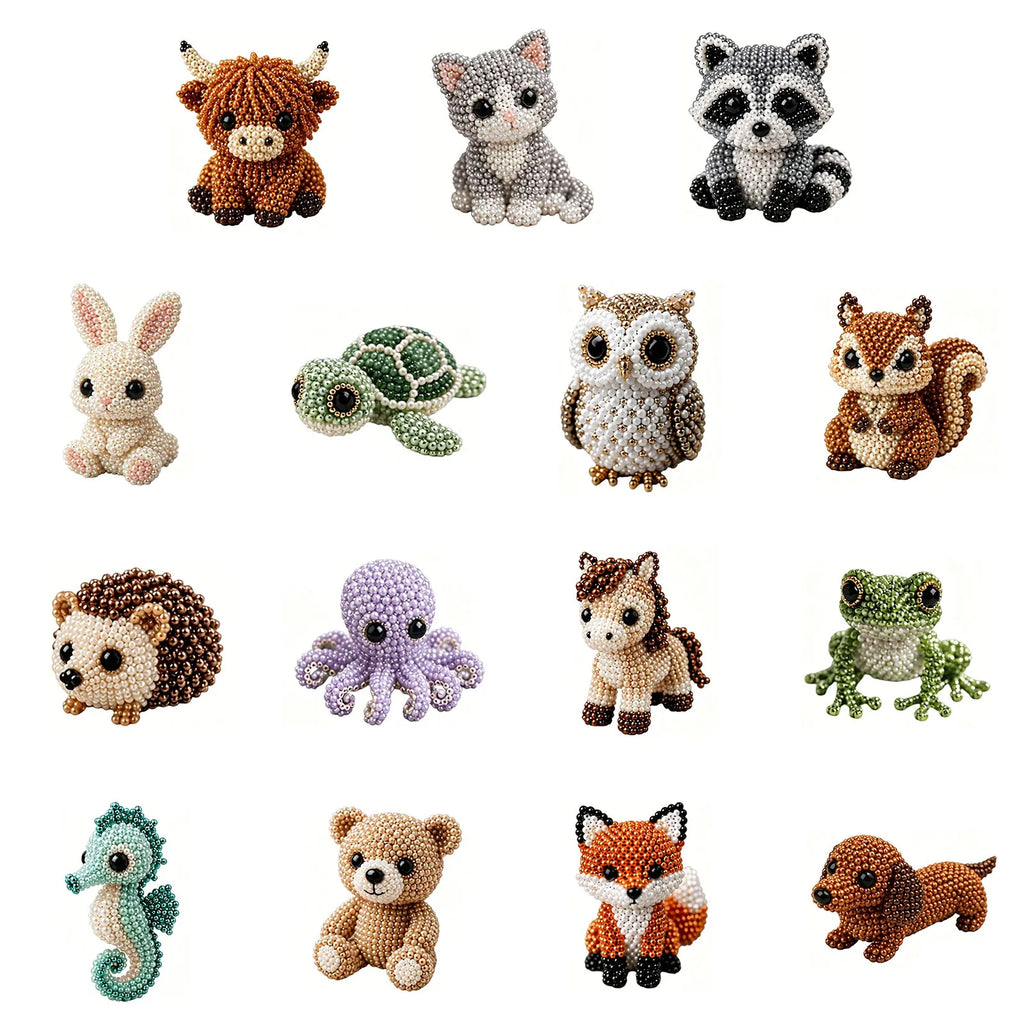 3D DIY Animal Beading Figurine Kit – Creative Bead Art Set DIY Beading Kit Qme