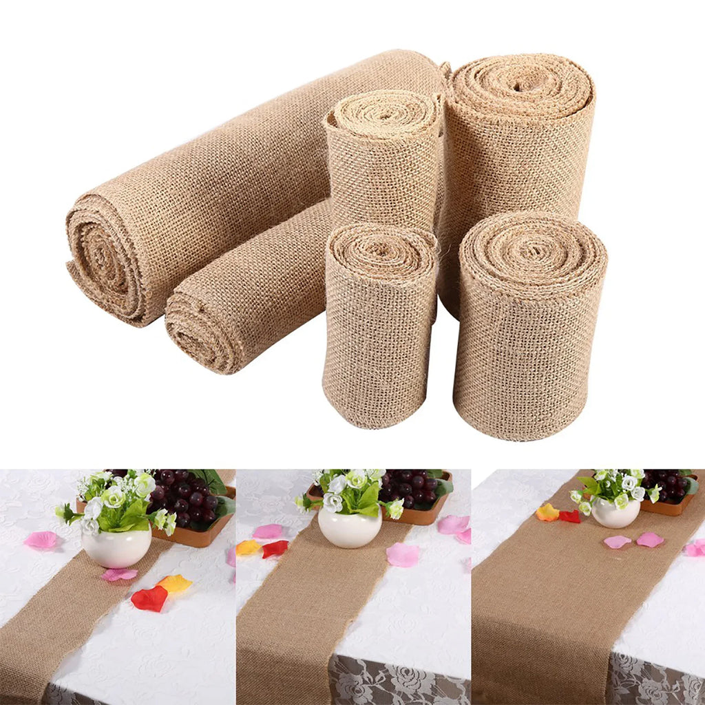 Rustic Linen Table Runner Roll – Wedding & Party Decor 10×200cm Wedding Table Runner Qme