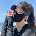 Ice Silk UPF50+ Full Face Sun Mask – UV & Neck Coverage Sun Protection Mask Qst 1 Black