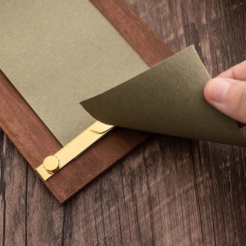 Retro Wooden Clipboard Hangable Roll Paper Notepad | 4 Colors Wooden Notepad Clipboard Qme