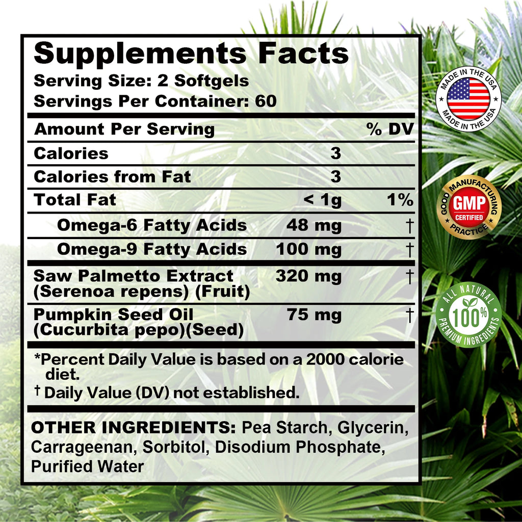 Saw Palmetto Capsules – Prostate, Urinary & Hair Growth Support Herbal Supplement Qst