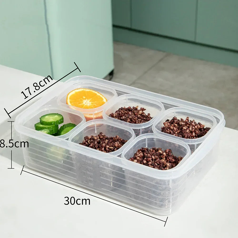 6-Compartment Food Storage Container with Lid | Fridge Organizer Food Storage Container Qme