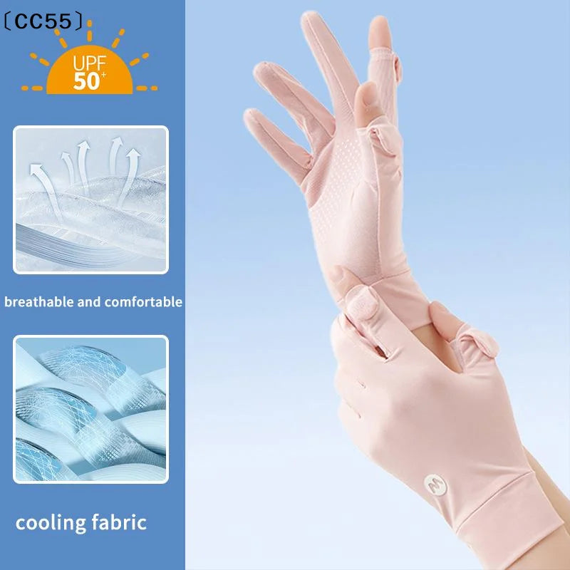Women's Ice Silk UV Protection Gloves – Cycling & Driving Sun Protection Gloves Qst