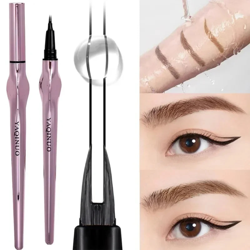 2Points Waterproof Eyebrow Pencil – Long-Lasting Thin Brow Pen Eyebrow Pencil Qme