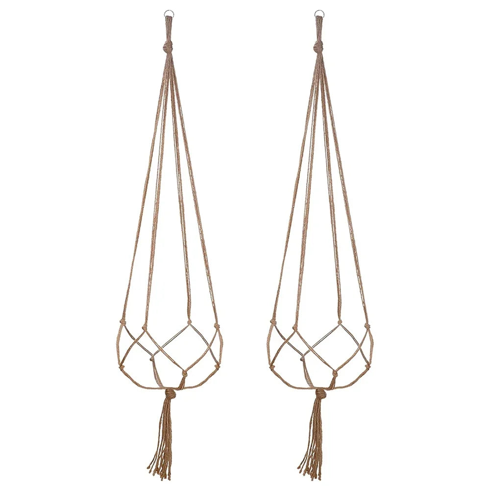 Handwoven Cotton Hemp Rope Hanging Planter Net | 3 Sizes Hanging Planter Net Qme