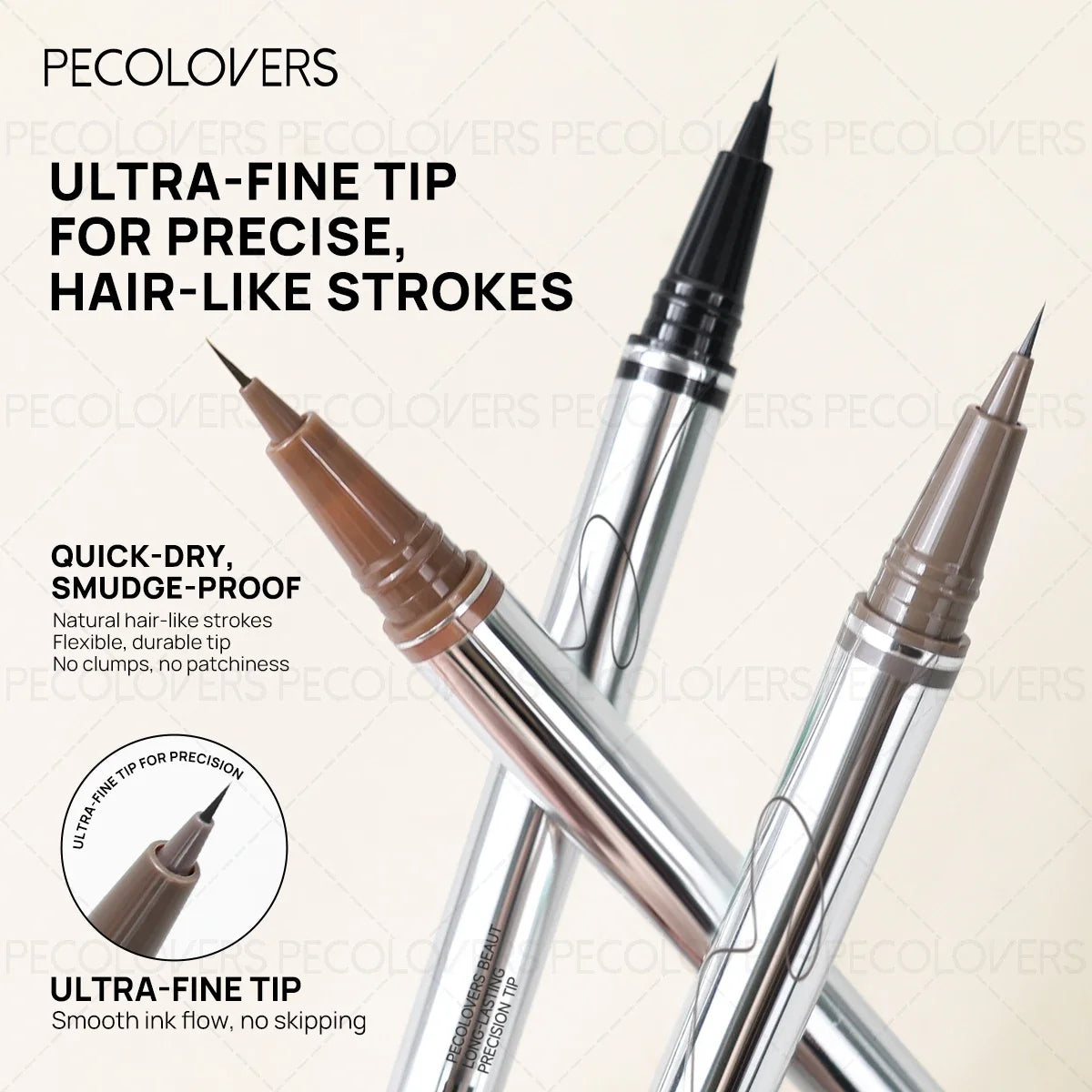 Qme Ultra-Fine Tip Eyebrow Pencil – Long-Lasting, 3 Shades Eyebrow Pencil Qme
