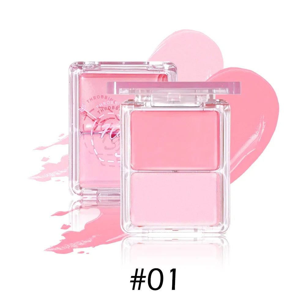 Two-Tone Dewy Blush Palette – Glow & Matte Duo | Long-Wear Blush Palette Qme 01 Rosa Sternenstaub