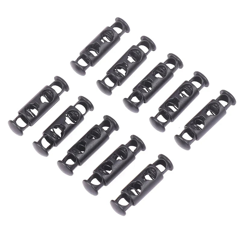 Metal Double Hole Spring Cord Lock Buckles – 10pcs Fasteners Cord Lock Buckle Qme Black