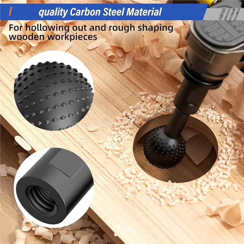 Ball Gouge Sphere Rotary Burr 3-PC Set 5/8-11 Thread Angle Grinder Rotary Burr Set Qme