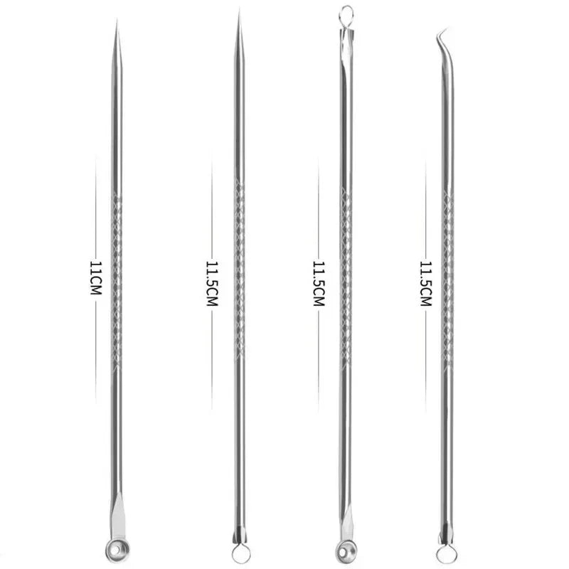 Blackhead Comedone Extractor Tool Set – 4-Piece Pore Cleaner Skin Care Tool Set Qme