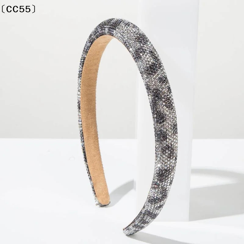 Leopard Rhinestone Wide Headband – Luxury Crystal Hair Hoop Rhinestone Headband Qst