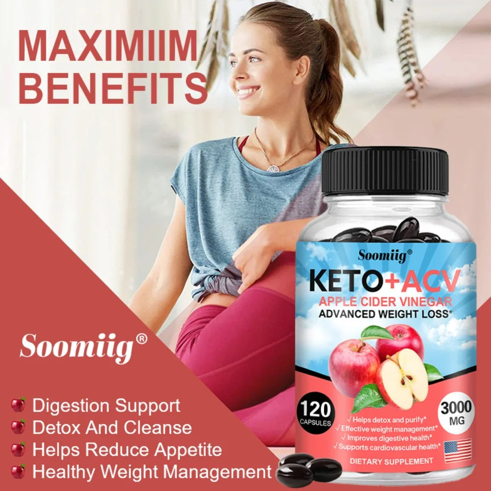 Keto Apple Cider Vinegar Capsules – Metabolism Support ACV Supplement Capsules Qst