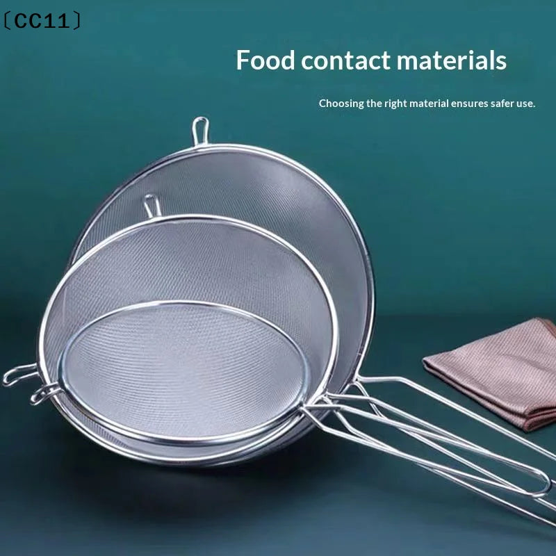 Fine Mesh Kitchen Strainer – Non-Slip Handle & Hook | Stainless Steel Kitchen Strainer Qme