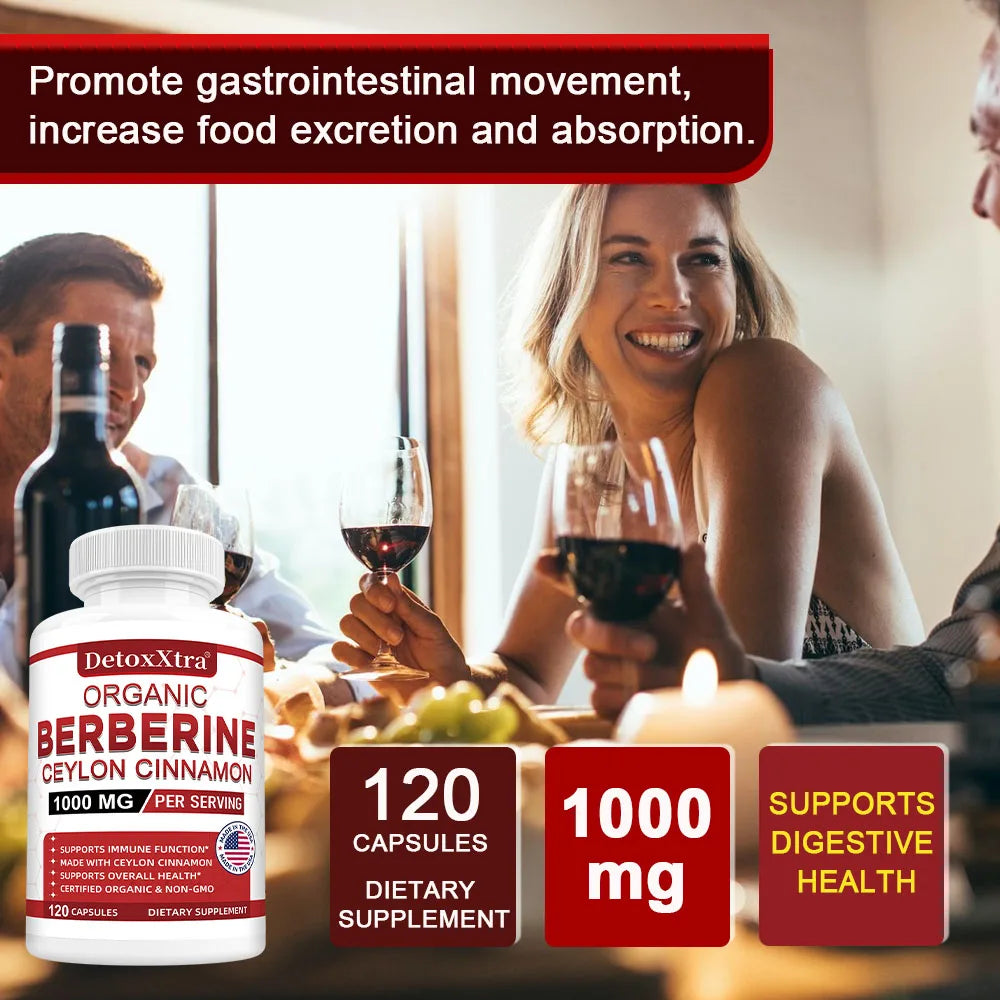 Berberine HCL 1000mg Ceylon Cinnamon Supplement | DETOXXTRA Herbal Supplement Qst