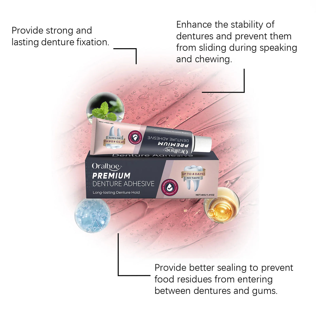 Denture Adhesive Cream – Long-Lasting Secure Comfortable Hold Denture Adhesive Cream Qst