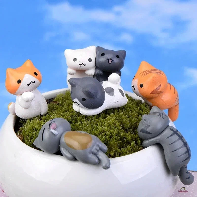 Lucky Cat Miniature Figurines – Resin Bonsai Garden Decor Miniature Figurine Qme