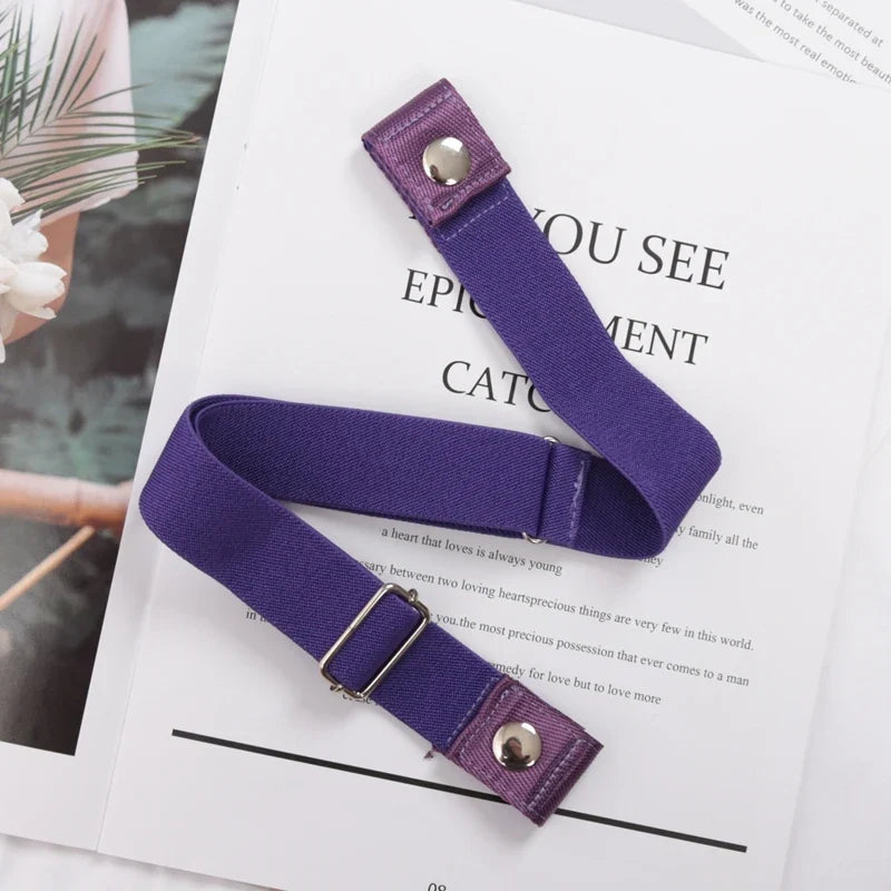 Women's Buckle-Free Elastic Invisible Belt – 29 Colors Elastic Invisible Belt Qme PURPLE 60-95cm China Mainland