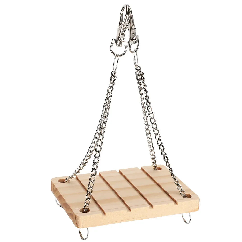 Wooden Hamster Swing Hammock Hanging Cage Toy | Small Pet Bed Small Pet Cage Toy Qme