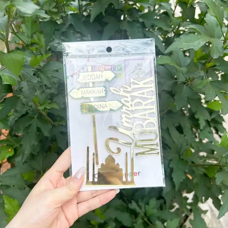 Mubarak Hajj Gold Acrylic Letter Cake Topper Decoration Cake Topper Qme