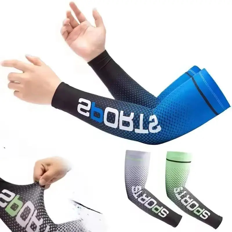 Ice Silk UV Protection Arm Sleeves – Unisex Cooling Anti-Slip UV Protection Arm Sleeves Qme