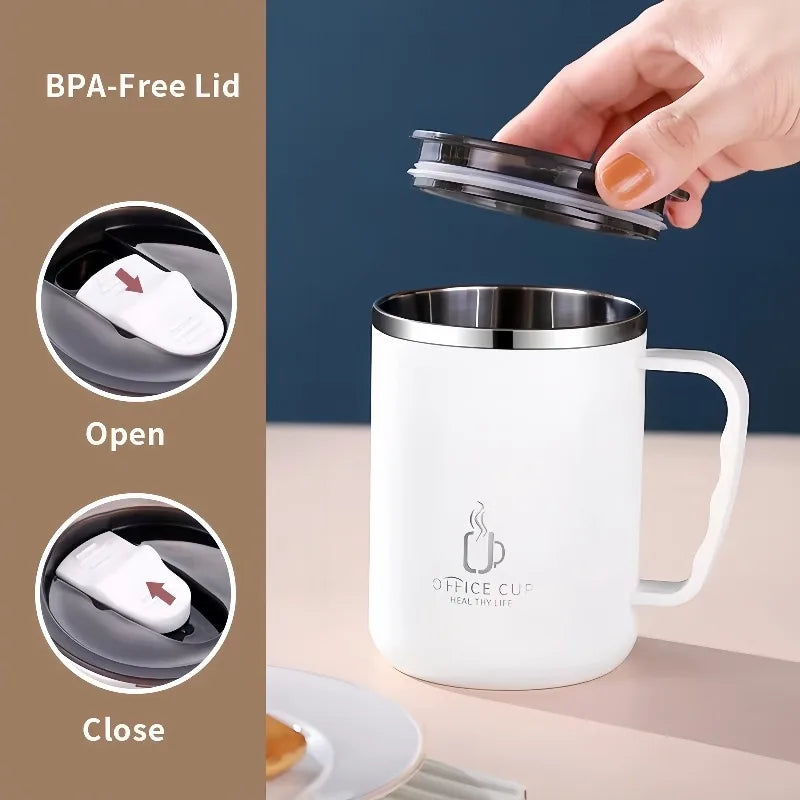 Stainless Steel Double-Wall Insulated Coffee Cup | Leak-Proof Insulated Coffee Mug Qme