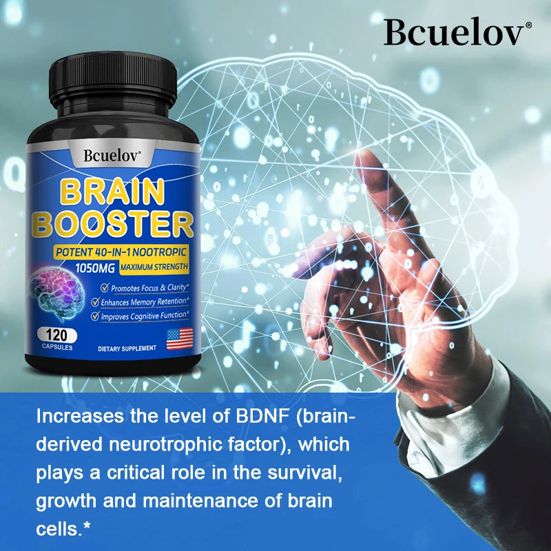 Brain Nutrition Capsules – 40-in-1 Vegan Focus Supplement Brain Health Supplement Qst