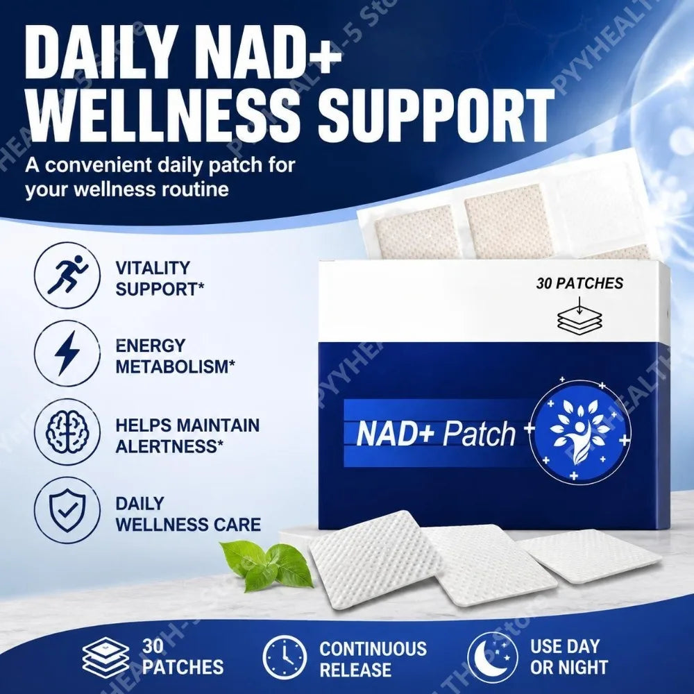 NAD+ Topical Patch – 30 Patches, 8-Hour Continuous Release Topical Wellness Patch Qst
