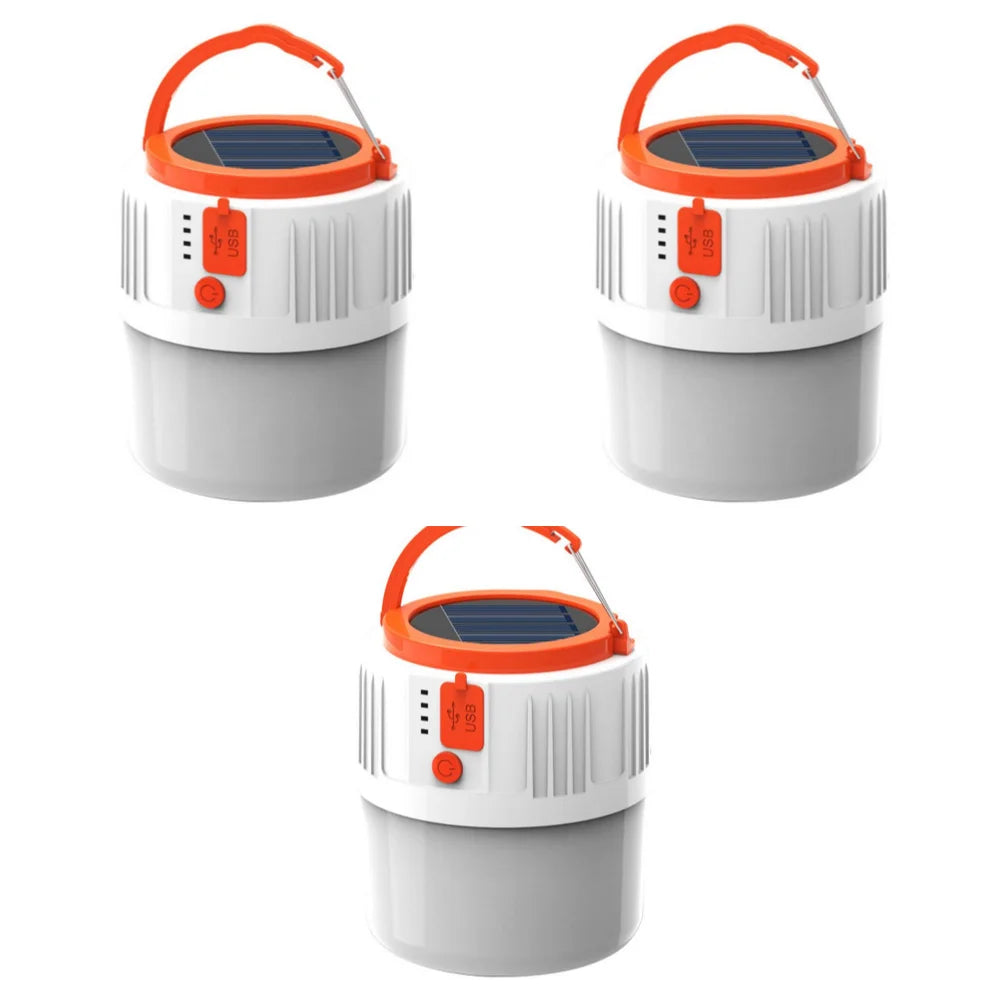 Solar LED Camping Light Bulb – 5 Modes, USB Rechargeable Solar Camping Lantern Qme 3 PCS