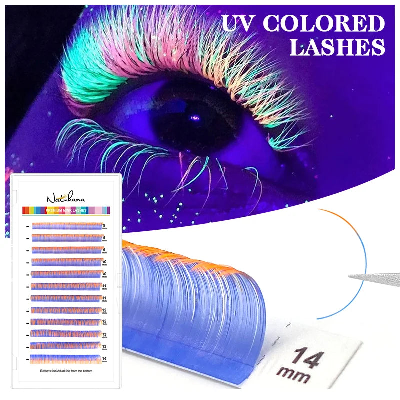 UV Crystal Colorful Individual False Lashes – 10 Colors Individual False Lashes Qme