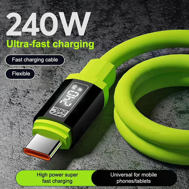 240W USB-C Fast Charging Cable with Power Display – 1M USB-C Charging Cable Qme