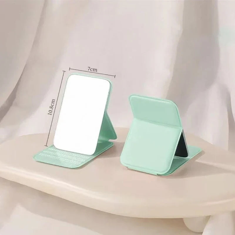 Foldable Makeup Mirror – Portable Handheld & Desktop PU Leather Foldable Makeup Mirror Qme one size Green