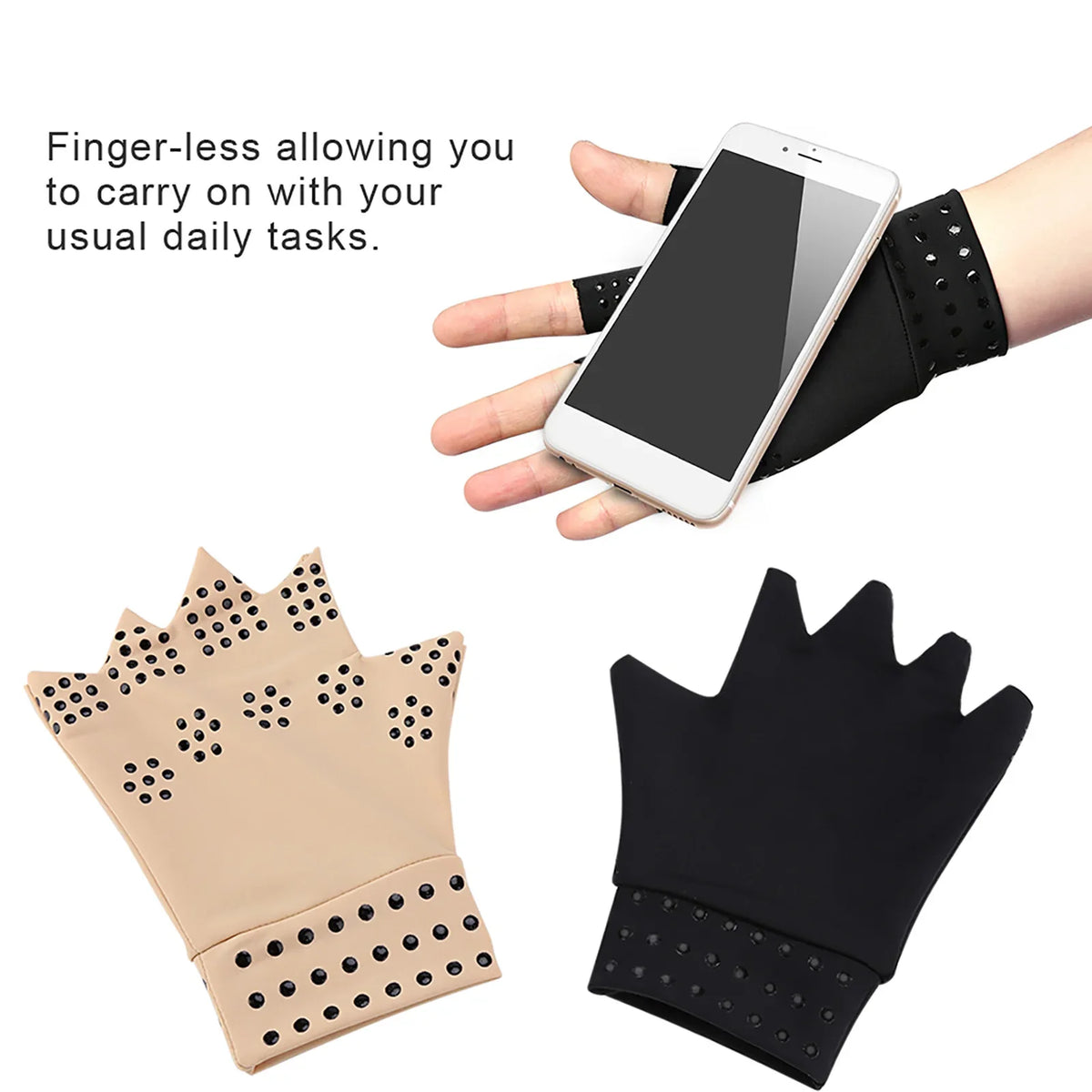 Unisex Nylon Fingerless Compression Gloves – Breathable 1 Pair Fingerless Compression Gloves Qme