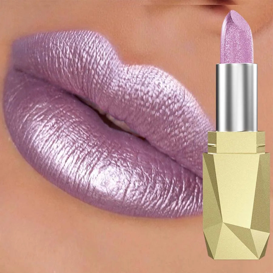 Glitter Metallic Lipstick Pearlescent Lip Tint – Long Lasting Metallic Lip Tint Qme 101