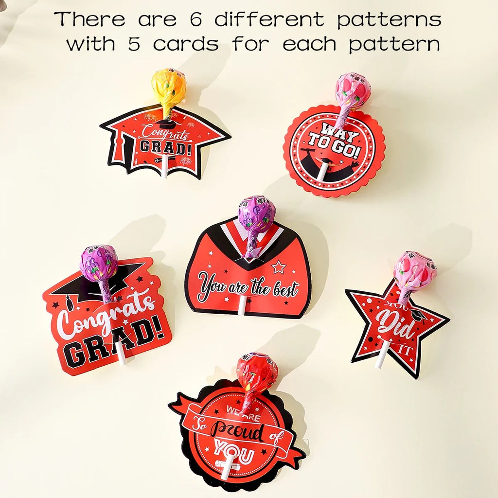 Graduation Decorative Greeting Cards – 6 Styles Black Red Purple Graduation Greeting Cards Qme 30Pcs Other Other