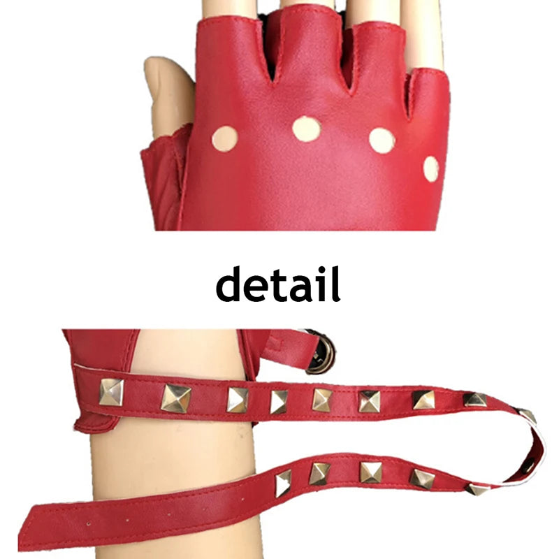 Women's Punk Rivet Half Finger Faux Leather Gloves – Dance & Performance Performance Gloves Qst