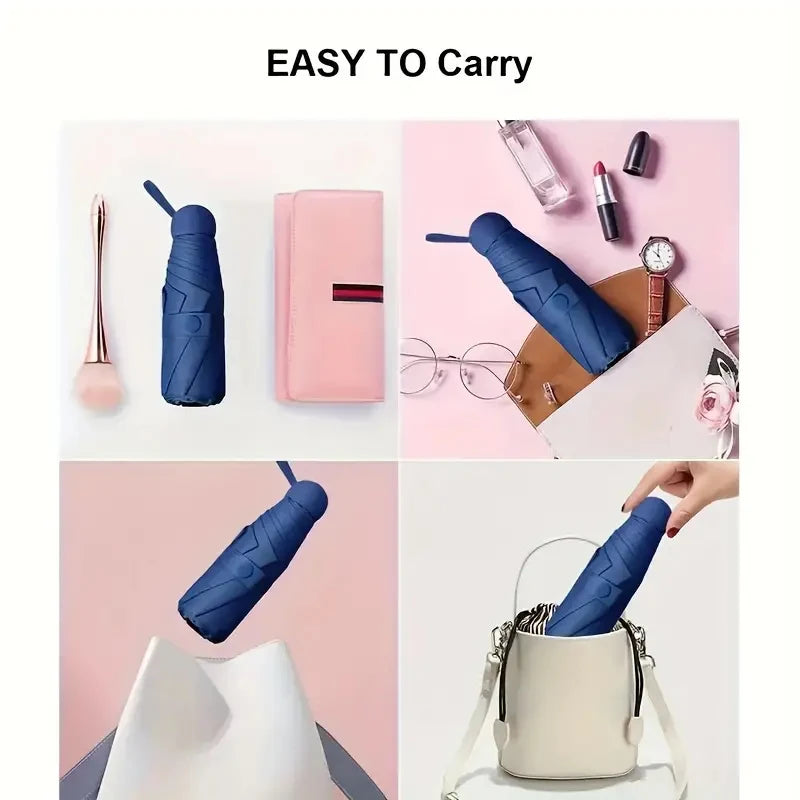 Ultralight Capsule Umbrella – UV Protection Mini 5-Fold Compact Travel Umbrella Qst
