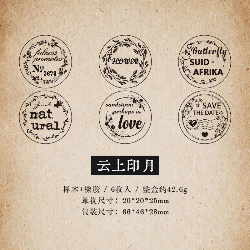 Wooden Rubber Stamp Set – Floral & Week Text DIY Scrapbooking Wooden Rubber Stamp Qme B