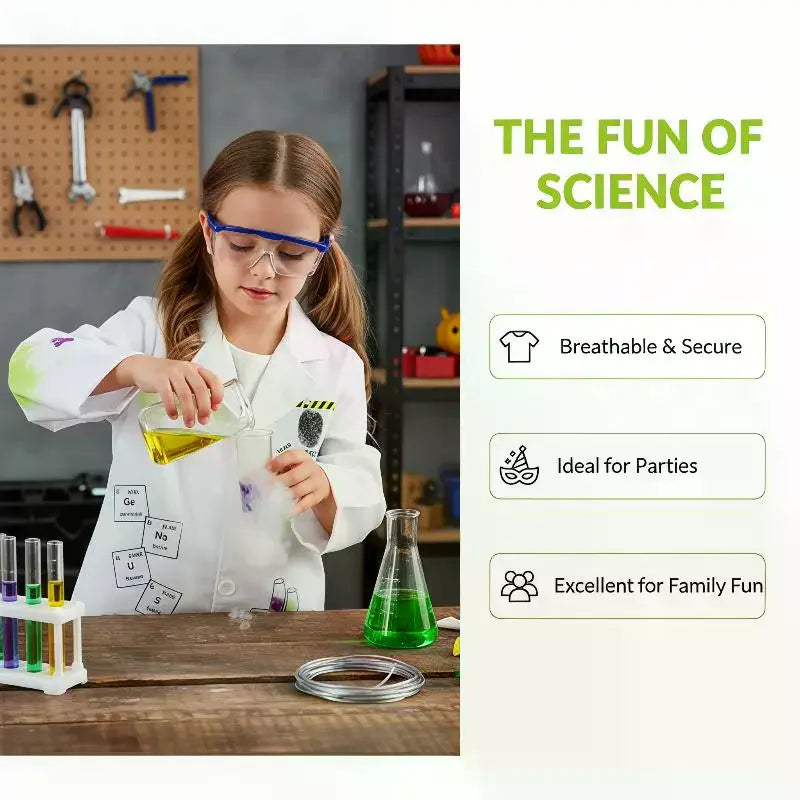 Kids Mad Scientist Costume – Printed Lab Coat & Goggles Kids Costume Set Qme