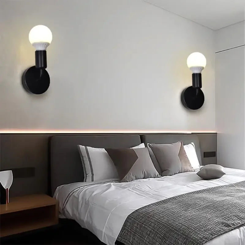 E27 Nordic Black Iron Wall Lamp – Indoor Wall Sconce Light Wall Sconce Lamp Qme