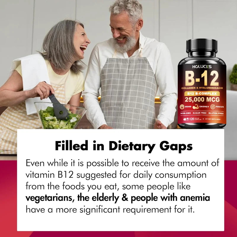 HOLUCKS High Potency B12 Complex – Brain & Energy Support Vitamin Supplement Qst