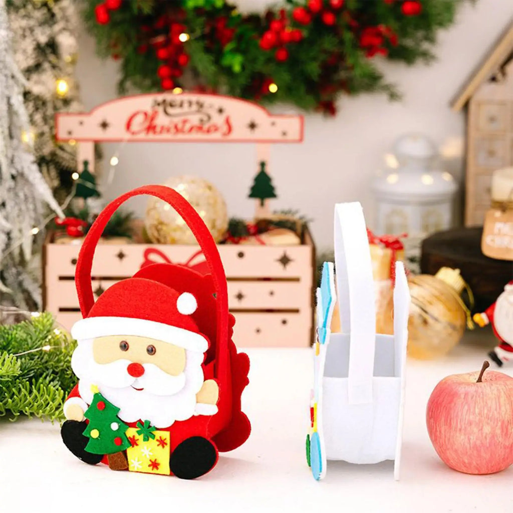 Christmas Party Favor Bags with Handle – Set of 3 Fabric Baskets Holiday Favor Bags Qme China Mainland 15x13cm