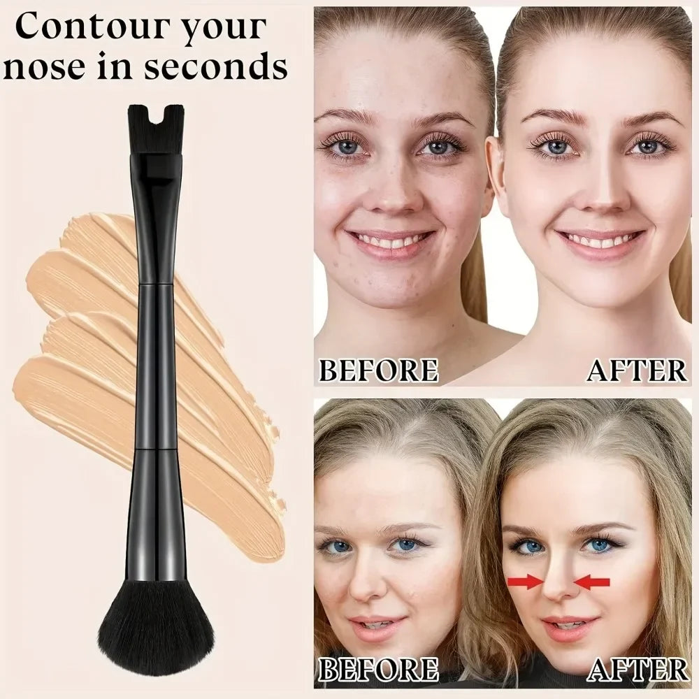 U-Shape Nose Contour Brush – Soft Synthetic Fiber Precision Contour Makeup Brush Qme
