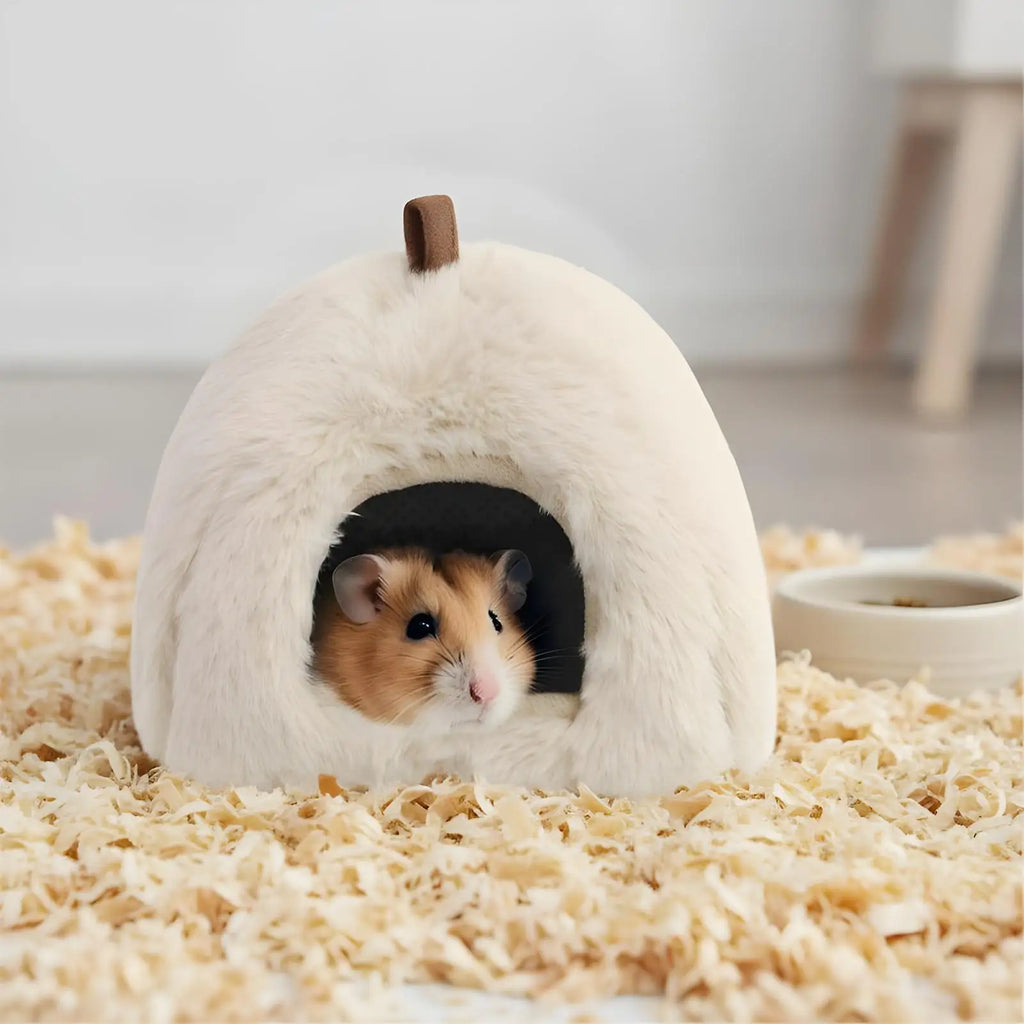 Hamster Plush House – Warm Winter Pet Cave with Detachable Pad Small Pet House Qme