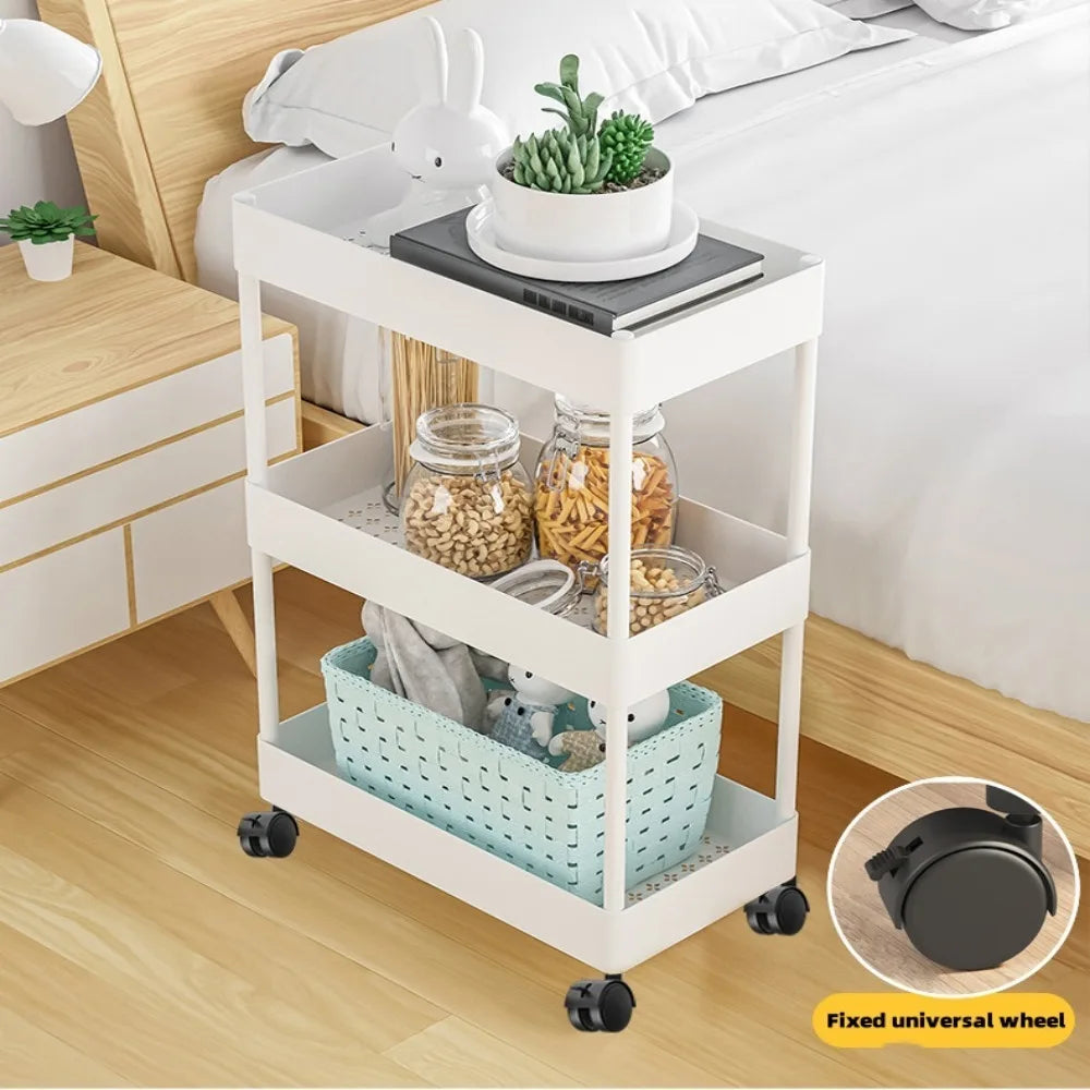Rolling Gap Storage Rack – 3/4 Tier Utility Cart Organizer Rolling Storage Cart Qme