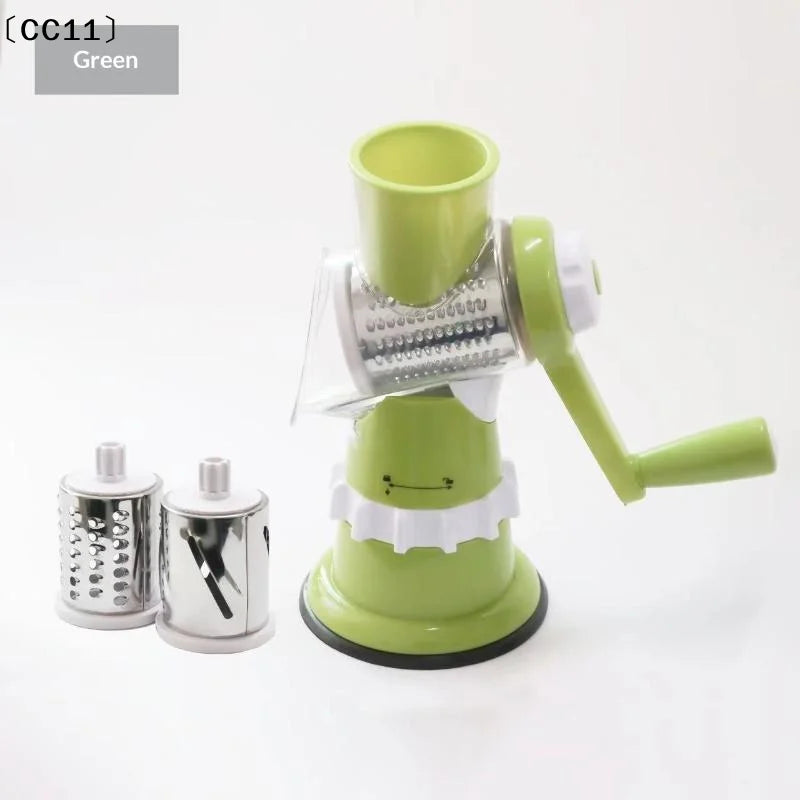 Manual Rotary Cheese Grater – 3 Interchangeable Stainless Blades Rotary Cheese Grater Qme
