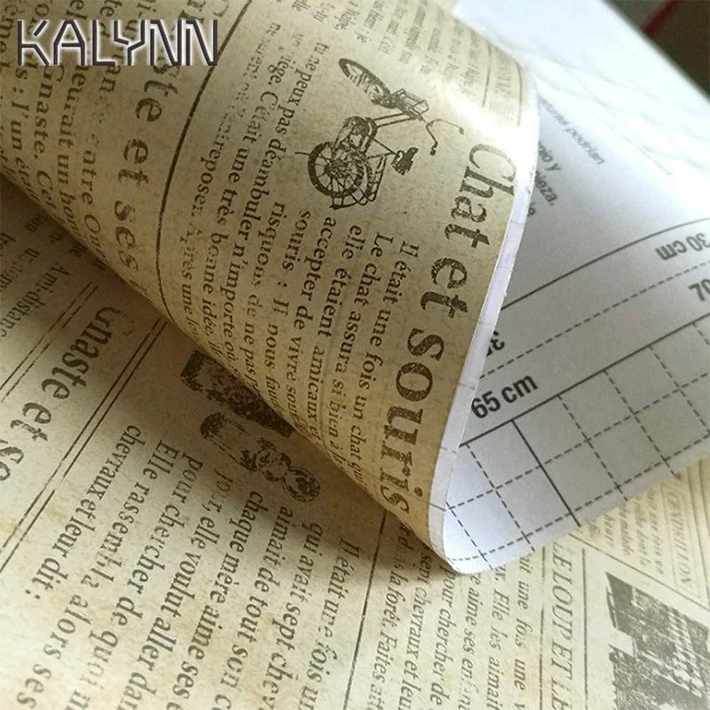 Old Newspaper Self-Adhesive Wallpaper 10m PVC Contact Paper Self-Adhesive Wallpaper Qme