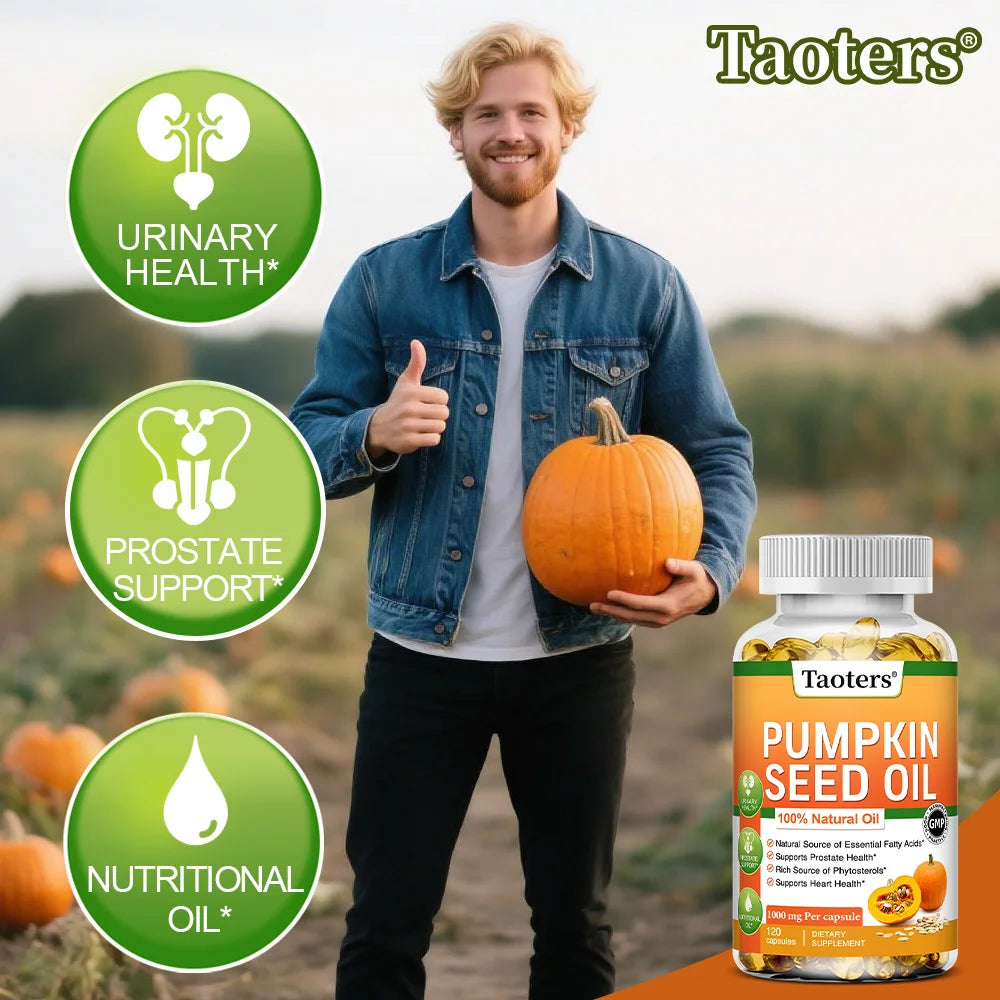 Pumpkin Seed Oil Capsules 120ct – Urinary & Hair Support Herbal Oil Capsules Qst