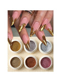 Chrome Nail Powder Gold & Silver Mirror Metallic Pigment Set Chrome Nail Powder Qme 01