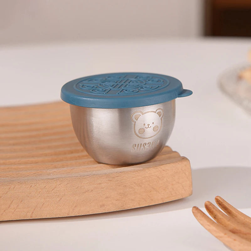 Stainless Steel Dipping Sauce Cup with Lid | BBQ Condiment Bowl Condiment Dipping Cup Qst Blue