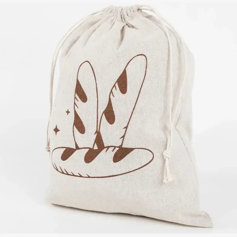 Reusable Linen Cotton Bread Bag Drawstring Baguette Storage Bread Storage Bag Qme